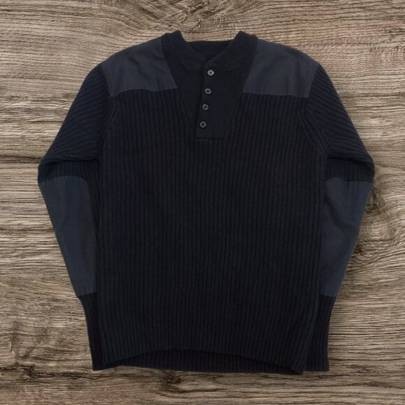 LL Bean Commando Sweater Henley 100% Merino Wool Mens XL Reg Army Hunting - Picture 1 of 10